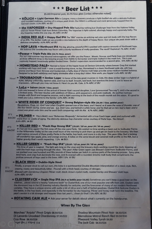 All of these beers on tap were from their own brewery!  And the prices... only $5 for a full imperial pint.  Beer prices in Portland were always pretty damned reasonable.<br />September 30, 2013@15:01