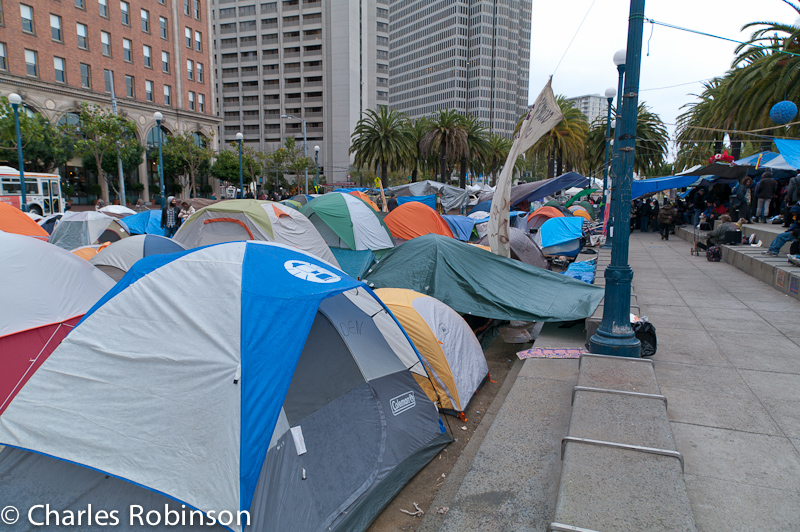 Occupy SF - as the rain is starting.  Surprisingly, we only passed one person smoking a joint.<br />November 05, 2011@18:40