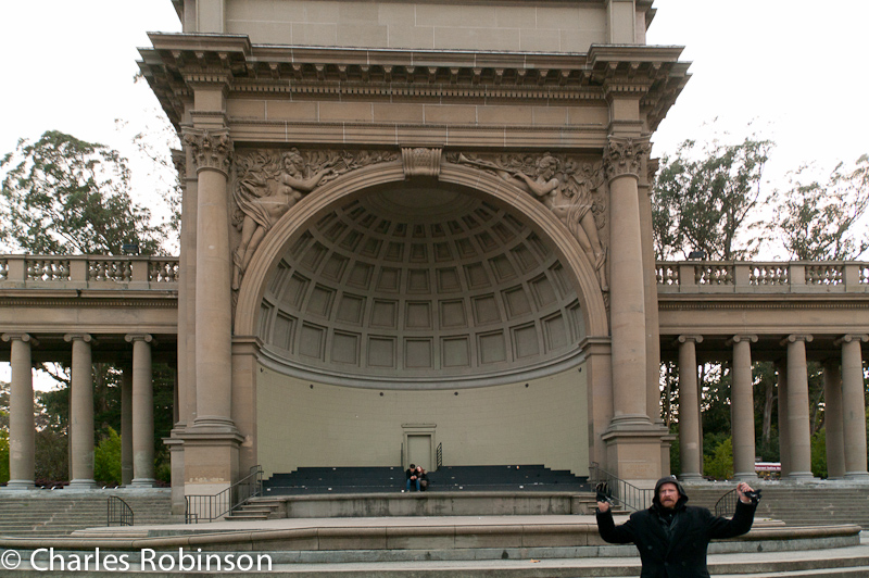 As I was taking the shot, this guy ducked down - I told him it was OK for people to be in the shot so he stopped, raised his arms, and said 