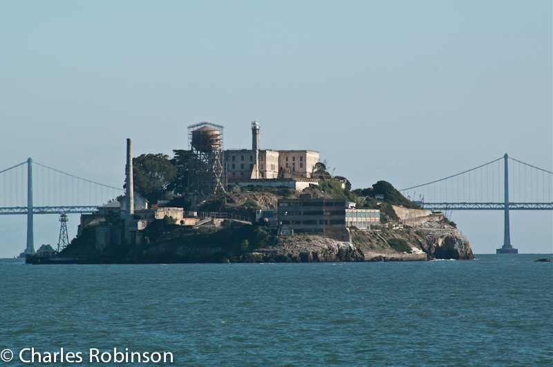 Alcatraz from the back side as we approach San Francisco on the ferry from Sausalito<br />November 07, 2011@17:07