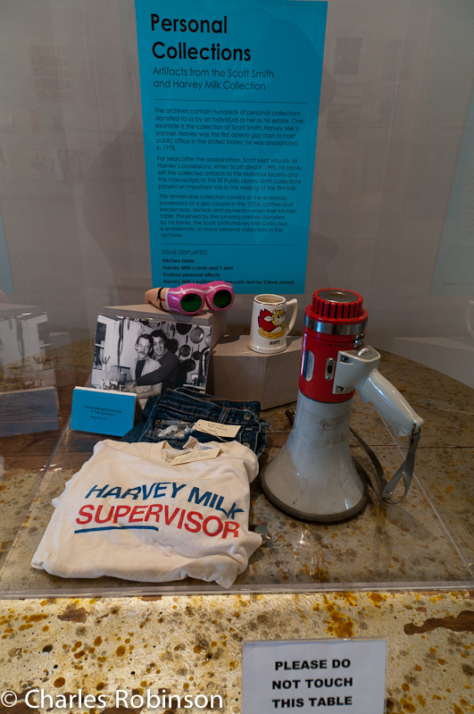 Some of Harvey Milk's personal possessions in the LGBT Museum.<br />November 10, 2011@14:13