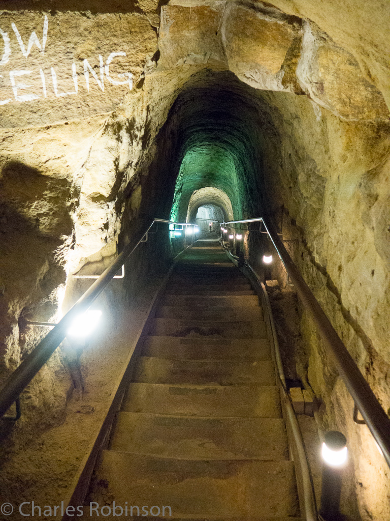 Heading down the steps to the La Jolla Cave.<br />December 16, 2015@13:46