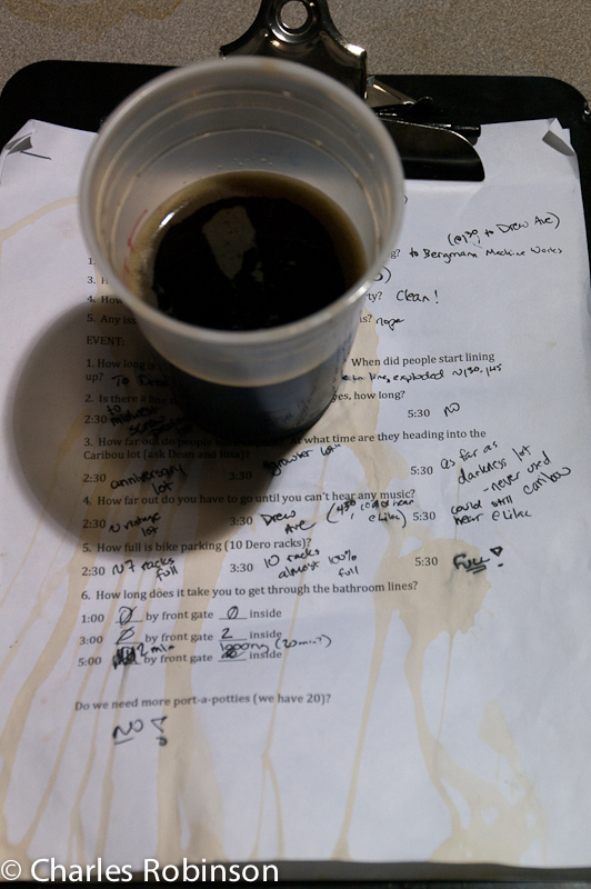 Fiona's QC sheet get sullied by a beer.  Or is it her beer?<br />September 10, 2011@18:58