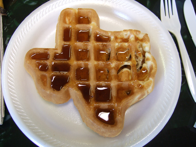 February 18, 2010@08:10<br/>Breakfast at the Super 8... love the Texas-shaped waffles!