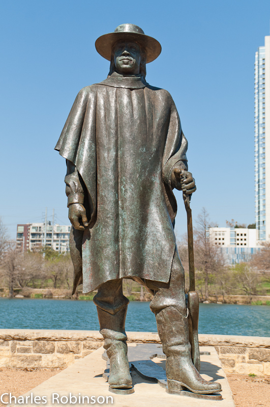 February 28, 2011@13:30<br/>Statue of Stevie Ray Vaughan on the riverfront in Austin