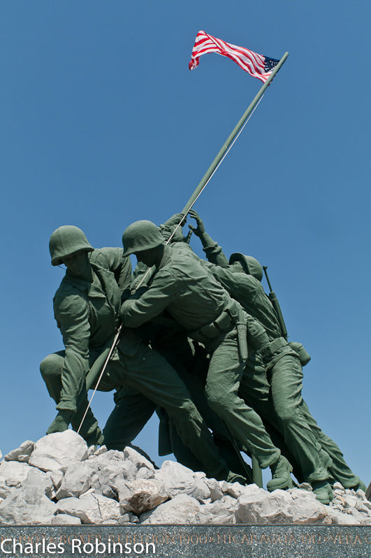 March 02, 2011@13:37<br/>This is the reconstructed plaster model from which the cast was made for the bronze Iwo Jima memorial in Washington, DC.  Permanently installed in Harlingen, TX