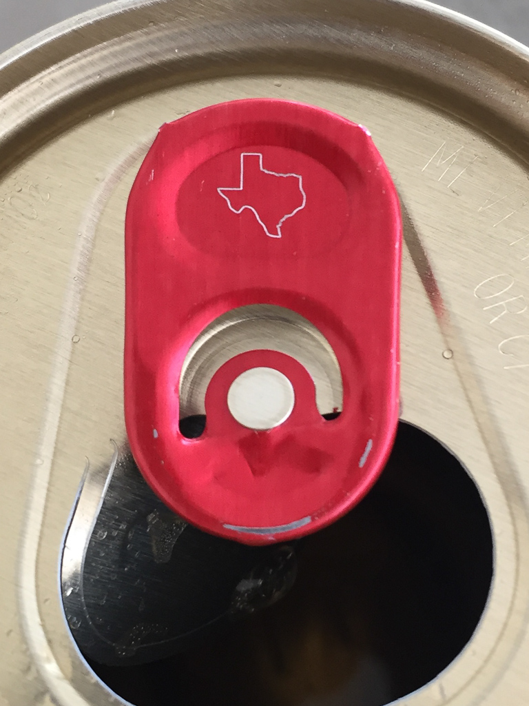 Even has an outline of Texas on the pull tab!<br />February 07, 2017@13:26