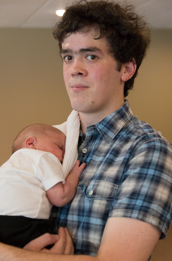 Casey always seems a tad apprehensive holding babies.  Don't worry, they're not contagious!<br />June 16, 2013@16:30