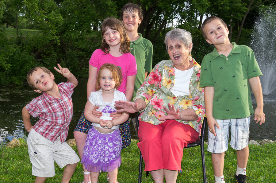 Barb tried to wrangle all of the kids together for a photo with her.  This was as good as we could do.<br />June 16, 2013@19:31