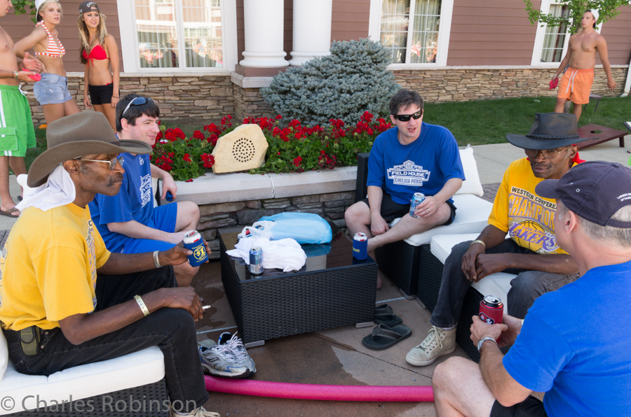 Tyler and Jonathan just flew in.  Here they are (in blue) hanging with the Robinson twins and  us.  Yes, two sets of Robinsons.<br />August 03, 2013@16:57