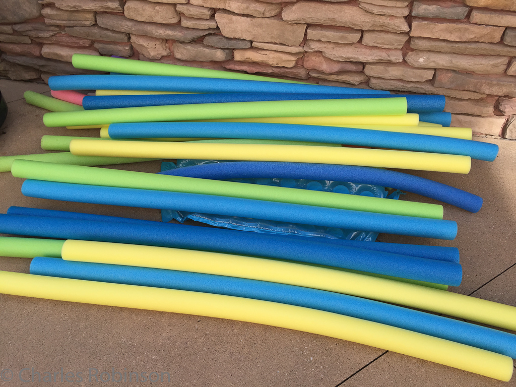 John and I re-stocked the pool noodle supply.  I have no idea how 20 noodles dwindles down to just 2 or 3 over the year, but that's what happens.  Are kids eating them?<br />August 05, 2015@09:52