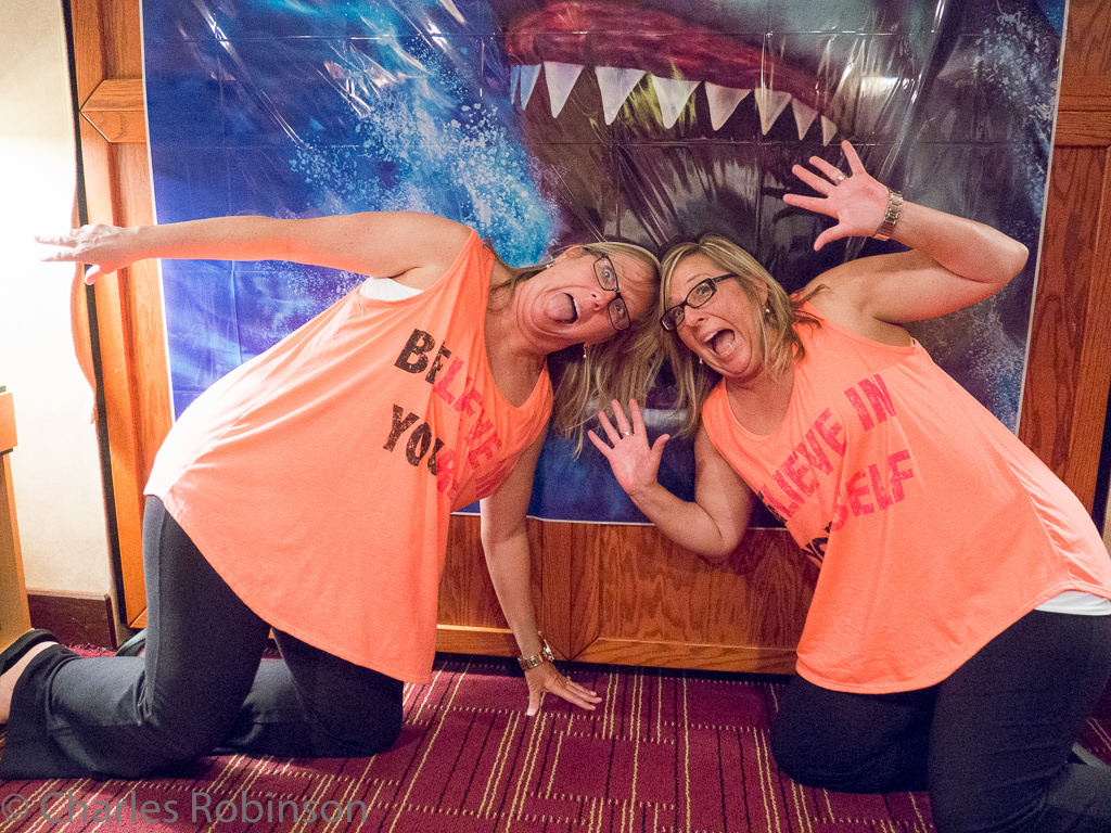 Jody and Jenny pose by the shark.<br />August 04, 2015@22:23