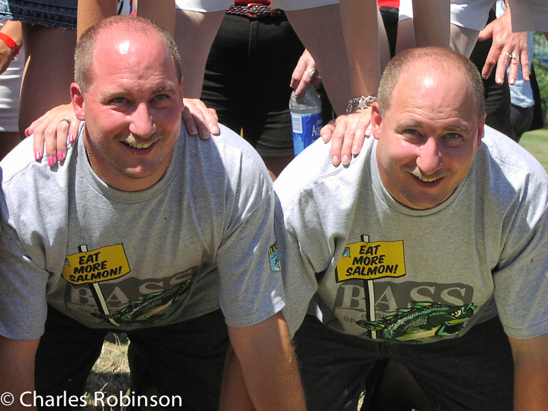 Ed and James working the base of the human pyramid<br />August 03, 2002@15:13