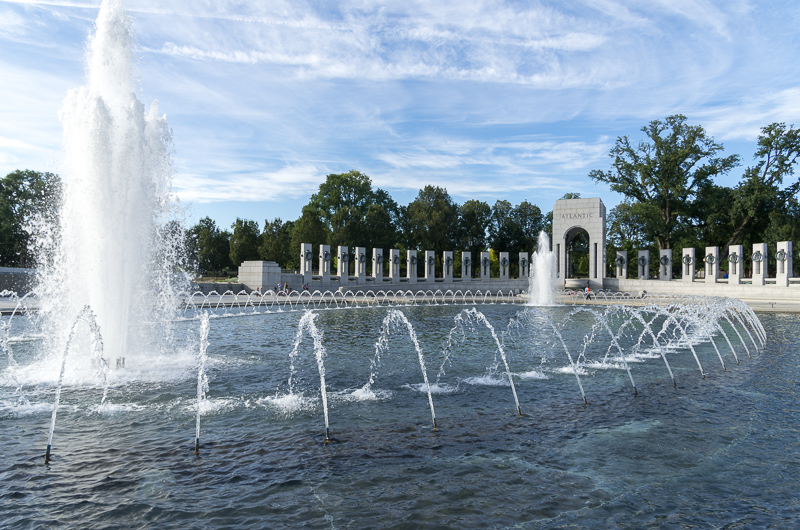 WWII Memorial.  Gates on the end were labelled Atlantic and Pacific<br />September 22, 2014@17:17
