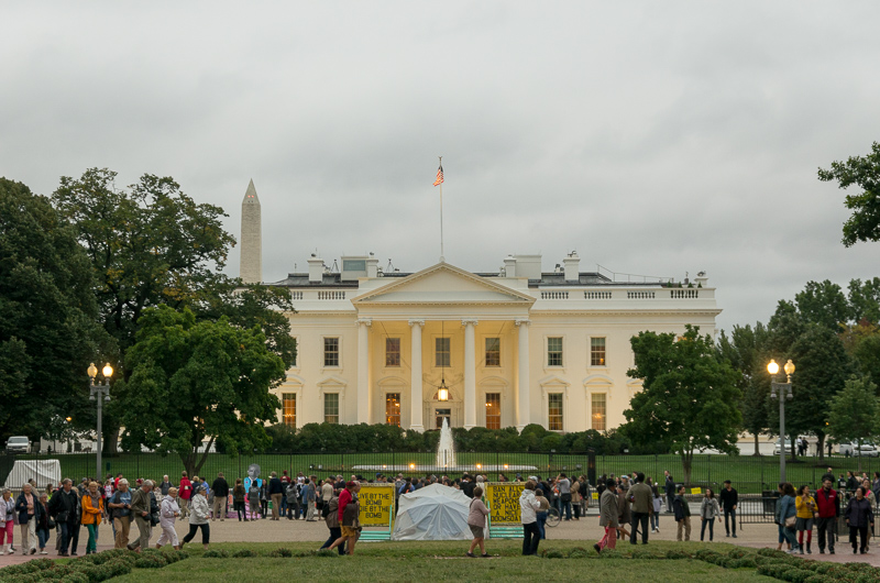 The North entrance to the White House.  I can't imagine how that dude got up and over the fence (and into the doors!) last week before being stopped.<br />September 25, 2014@18:54